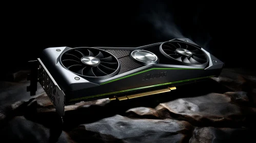 Sleek Black and Silver Graphics Card Product Shot