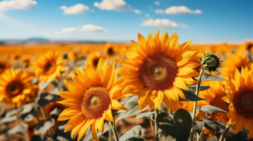 Sunflower Field Landscape: Bright Yellow Flowers