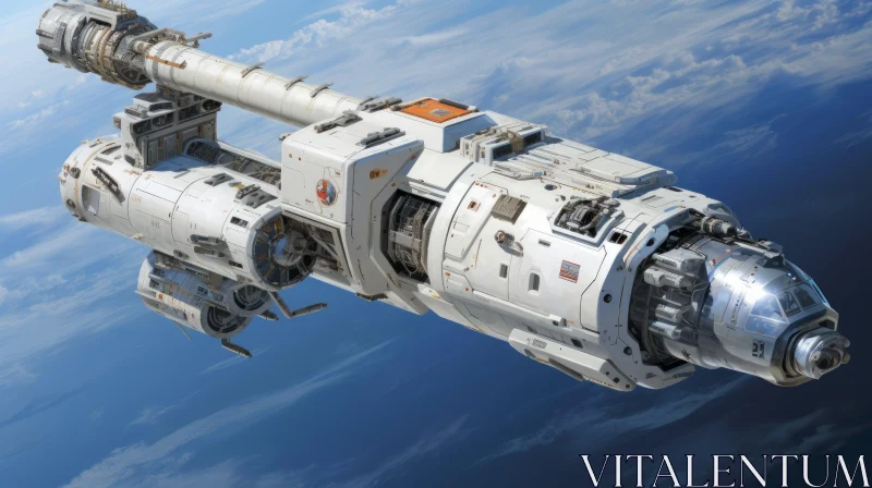 White Spaceship in Space AI Image