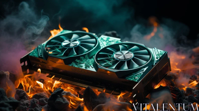 Burning Computer Graphics Card - Fiery Tech Image AI Image