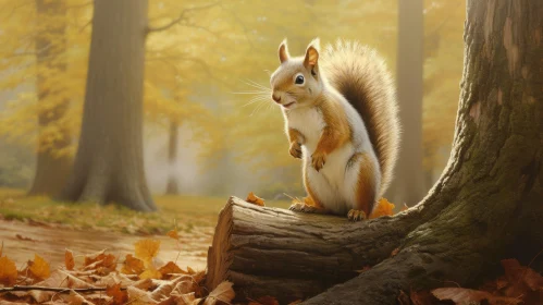 Curious Squirrel in Forest: A Natural Scene