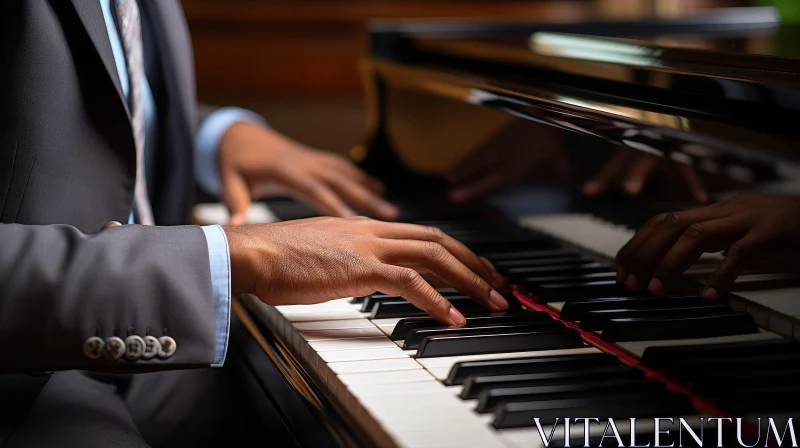 AI ART Man Playing Piano in Suit - Musical Performance Image