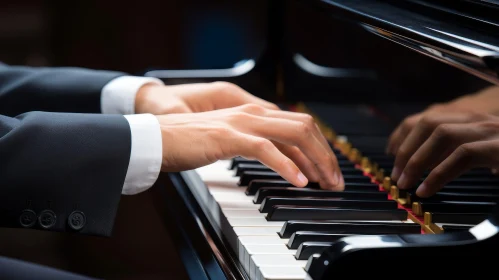 Man Playing Piano with Determination