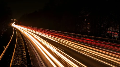 Night Highway Long Exposure | Dynamic Light Trails | Transportation Scene