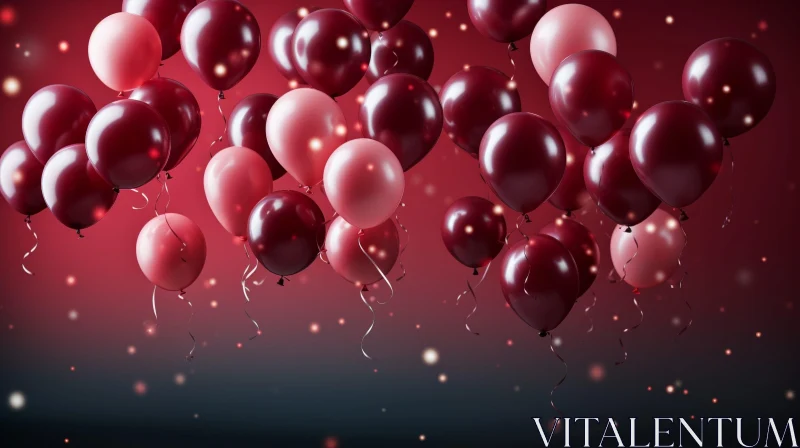 Red and Pink Balloons Background AI Image