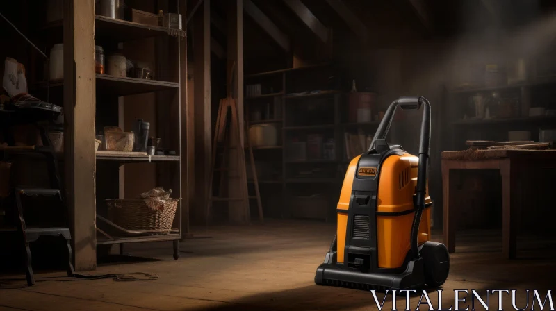 Shop Vacuum Cleaner on Wooden Floor AI Image