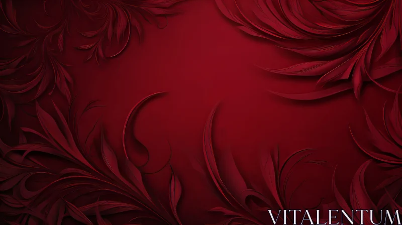 Elegant Red Leaves and Vines Pattern Background AI Image