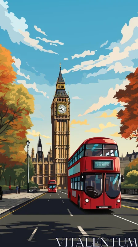 AI ART London Architecture: Big Ben and Palace of Westminster Scene
