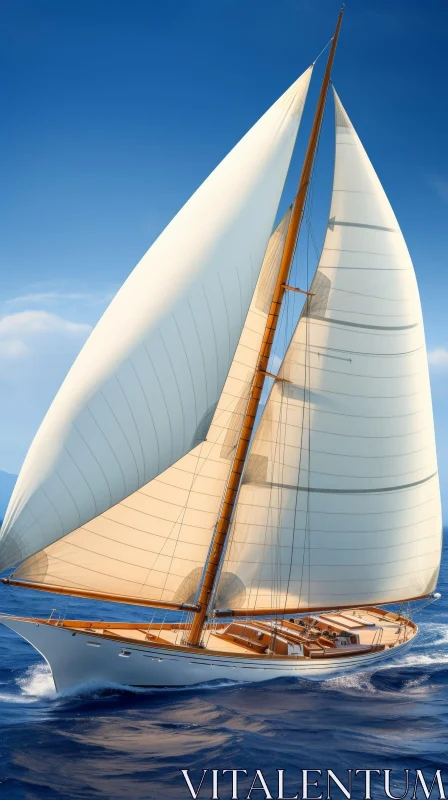 Majestic Sailing Yacht on Blue Waters AI Image