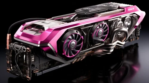 Pink and Gray Graphics Card with Cooling Fans