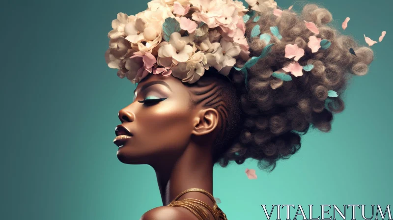 AI ART Stylish African-American Woman in Floral Headpiece