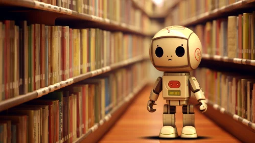 Adorable Robot in Library