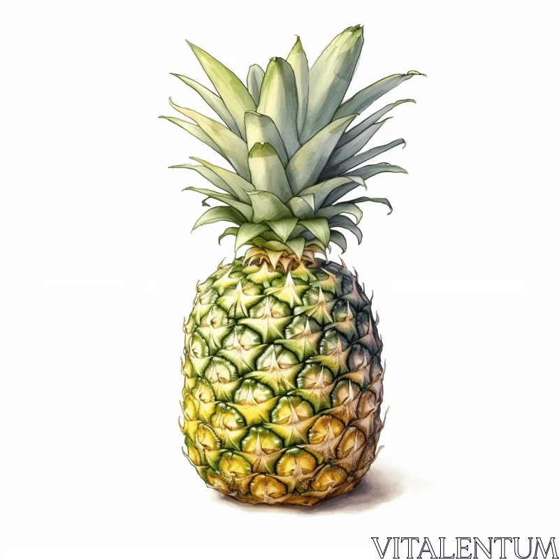 AI ART Colorful Ink Wash Paintings of a Pineapple - Realistic Illustration
