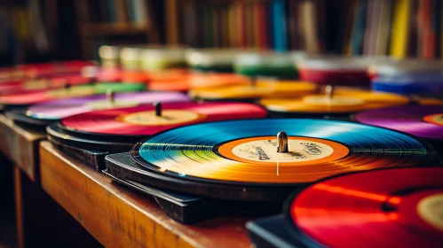 Colorful Vinyl Records on Record Player