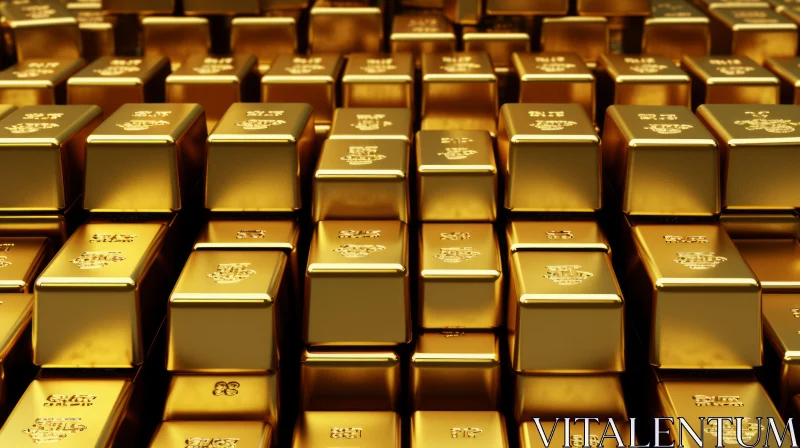 Luxurious Stacked Gold Bars Composition AI Image