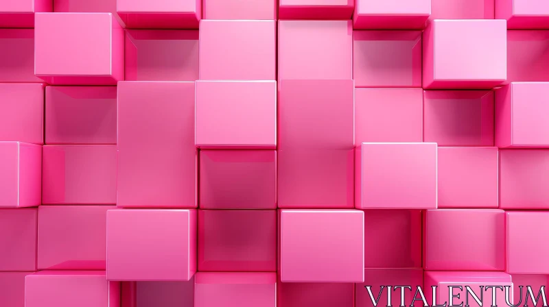 AI ART Pink Cubes 3D Rendering - Modern Geometric Design