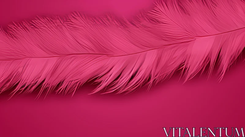 Pink Ostrich Feather on Smooth Background AI Image