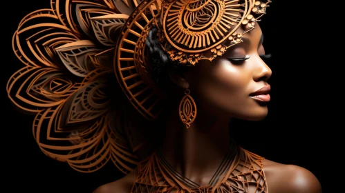Young African Woman Portrait with Traditional Headdress