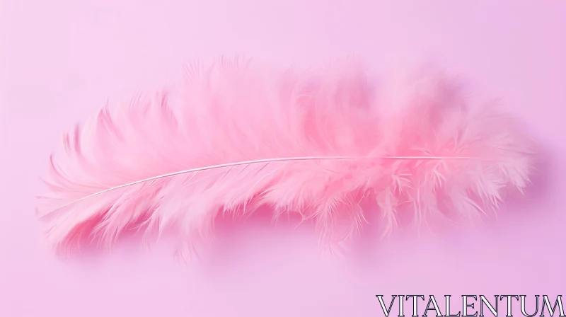 Elegant Pink Feather on Smooth Background AI Image