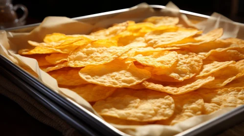 Golden Brown Nacho Chips on Tray