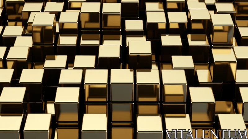 Luxurious Gold Cube Pattern - 3D Rendering AI Image