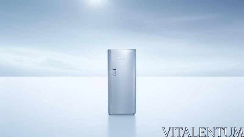 AI ART Silver Samsung Refrigerator in White Void