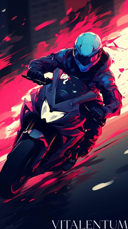 Speedy Motorcycle Rider Digital Art AI Image