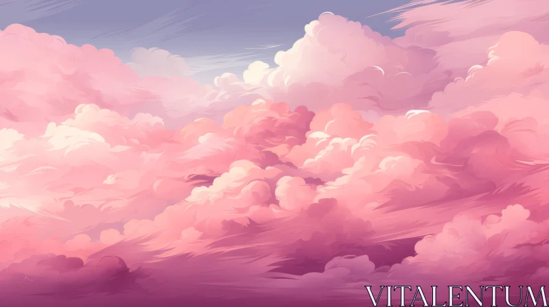 AI ART Tranquil Pink Clouds on Blue Sky