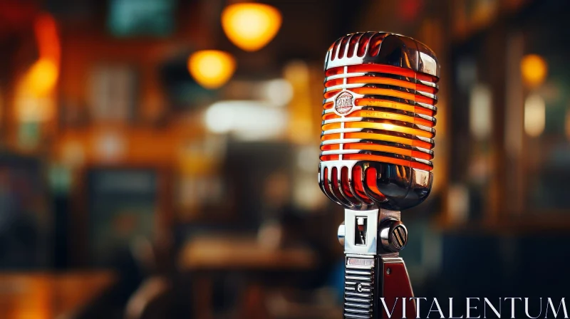 Vintage Microphone in Bar Setting AI Image