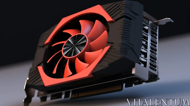 Cutting-Edge Graphics Card with Red Fan - Gaming & High-End Performance AI Image