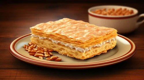 Delicious Puff Pastry Cake with Cream and Coffee
