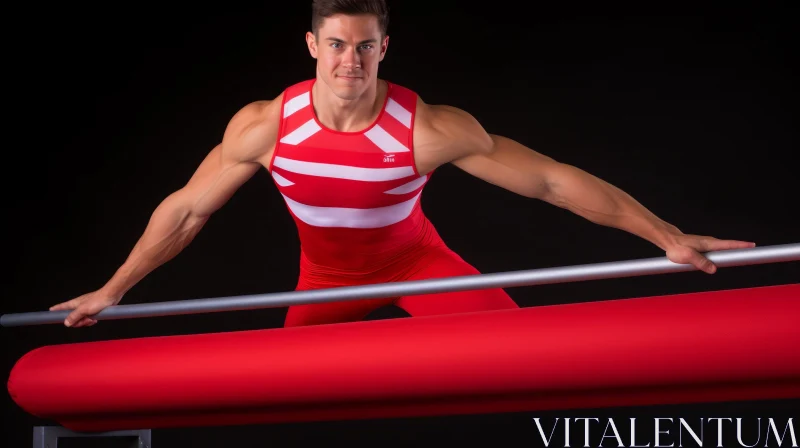 Male Gymnast on Horizontal Bar - Powerful Image AI Image