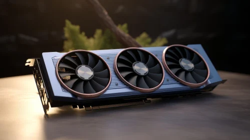 Modern Graphics Card with Black and Copper Fans