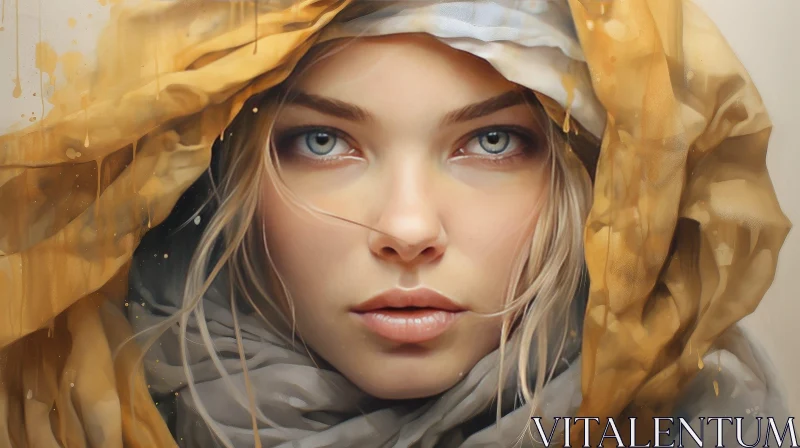 Serene Blonde Woman Portrait AI Image