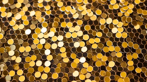 Shiny Metal Discs Close-Up - Glittering Gold Surface