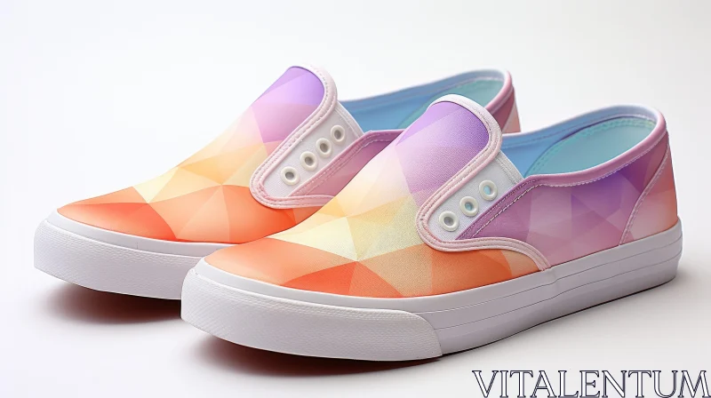 AI ART Stylish Multi-Colored Geometric Pattern Slip-On Sneakers