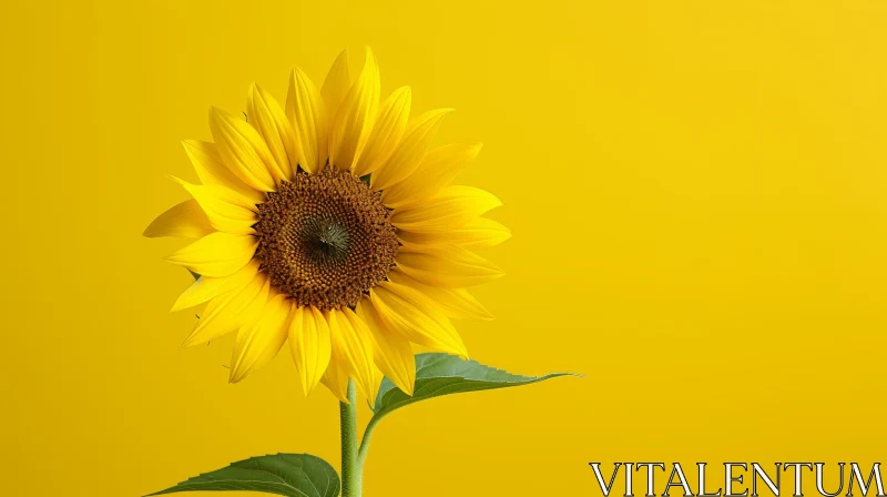 Bright Sunflower Bloom on Yellow Background AI Image