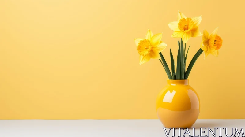 Cheerful Yellow Daffodil Still Life AI Image