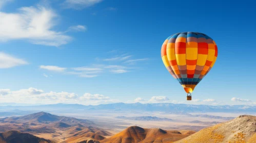 Colorful Hot Air Balloon over Snowy Mountains