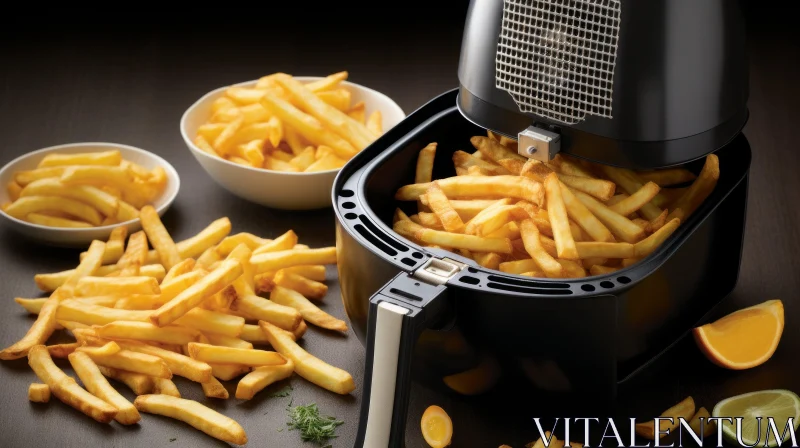 Crispy French Fries in Air Fryer - Kitchen Cooking Scene AI Image