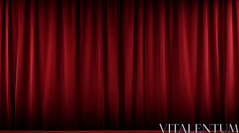 Luxurious Red Curtain Illuminated by Spotlight AI Image