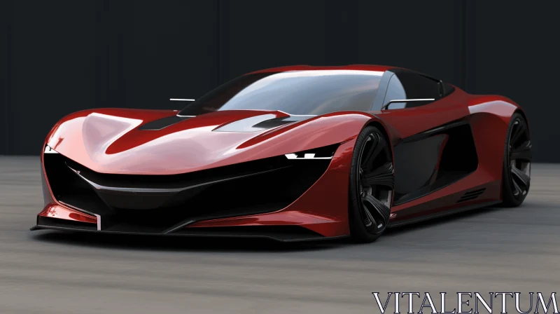 Red Concept Car - Hyperrealistic Rendering | Unique Automotive Design AI Image