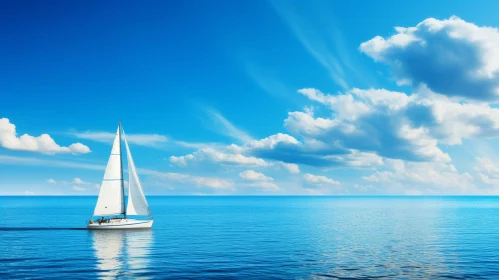 Sailboat on the Open Sea - Tranquil Scene