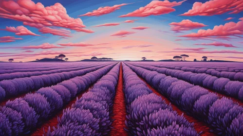 Tranquil Lavender Field Landscape