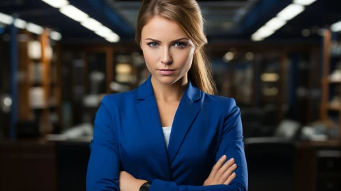 Young Businesswoman in Blue Suit | Office Setting