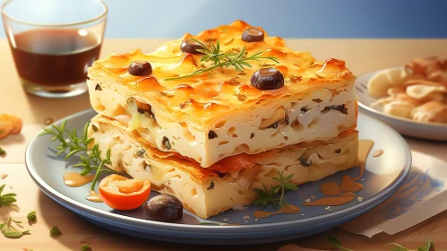Delicious Plate of Lasagna with Cheese and Tomatoes