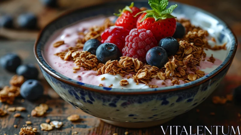 Delicious Yogurt Bowl with Fresh Berries and Granola AI Image