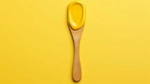 Elegant Wooden Spoon with Yellow Paint