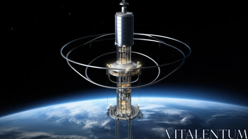 AI ART Futuristic Space Elevator for Earth-Space Transport
