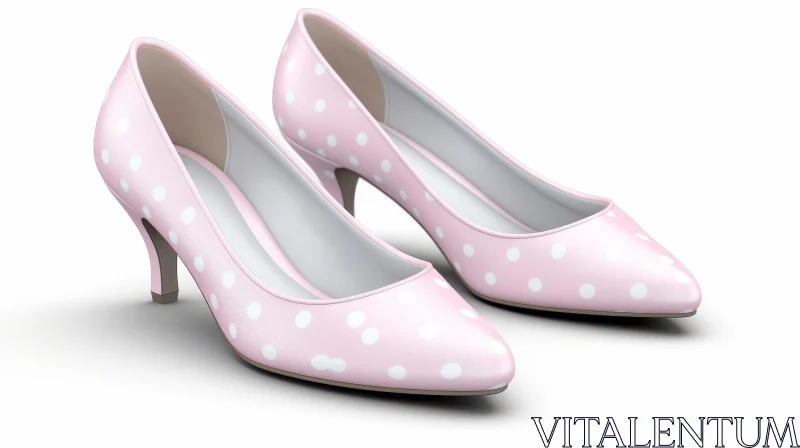 AI ART Stylish Pink Polka Dot High Heel Shoes